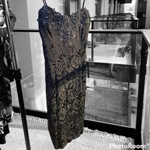 Vintage Scott McClintock Beaded Embellished Rose Textured Dress